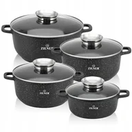 Zestawy garnków i patelni - Zestaw Garnków Marmurkowych Indukcja Gaz Komplet Garnki + Pokrywki Zilner - miniaturka - grafika 1