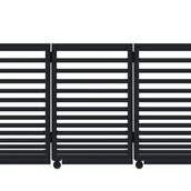 Ogrodzenia - Polbram Brama przesuwna narożna Bali II 4x1,5 m lewa czarna automat - miniaturka - grafika 1