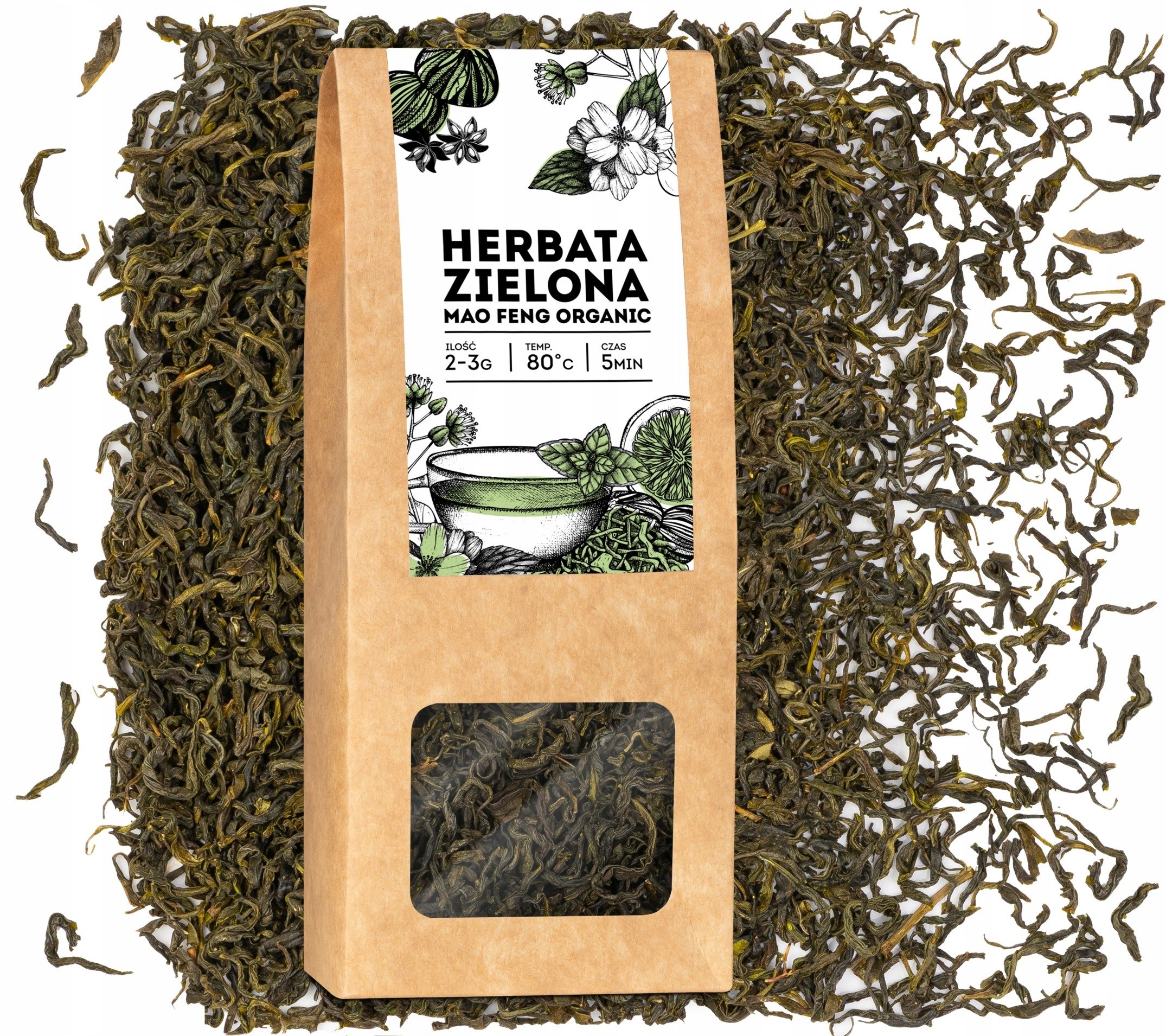 Herbata zielona MAO FENG ORGANIC liściasta sypana klasyczna bio tea 50g