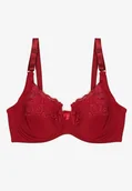 Biustonosze - Bordowy Biustonosz Typu Full Cup Zdobiony Koronką Delwinna - miniaturka - grafika 1