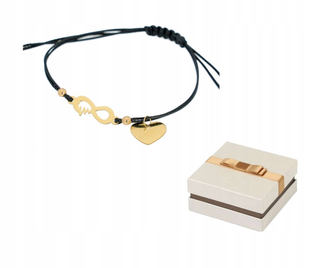 Złota Bransoletka Nieskończoność z Linią Życia i Sercem BZ136