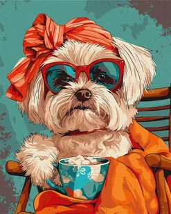 Malowanie po numerach - Stylowy Shih tzu 40x50cm - Kolorowanki, wyklejanki - miniaturka - grafika 1