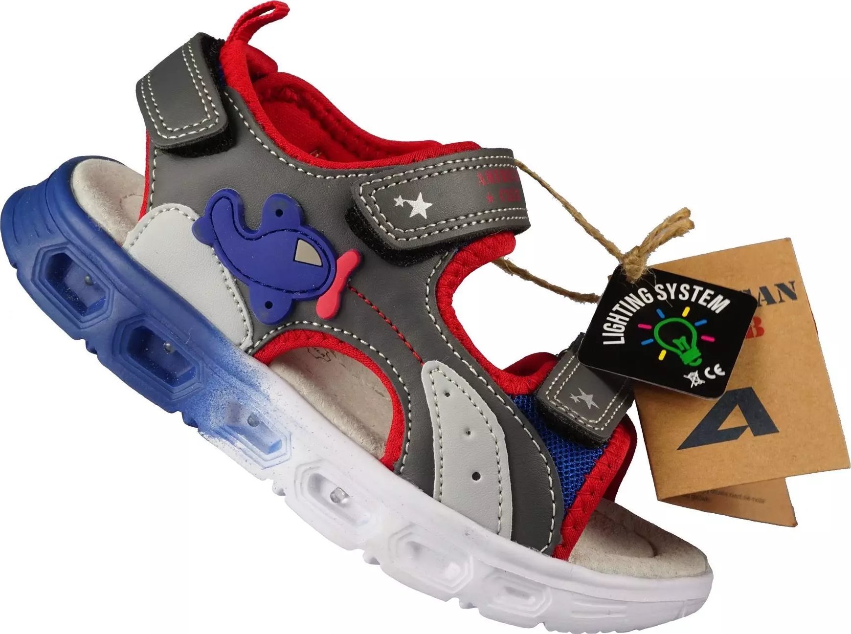 American Club Dziecięce sandały American Club BRL-146/24 szare 28