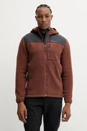 Bluzy męskie - Jack Wolfskin bluza sportowa KAMMWEG PILE męska kolor brązowy z kapturem gładka 1711271 - miniaturka - grafika 1