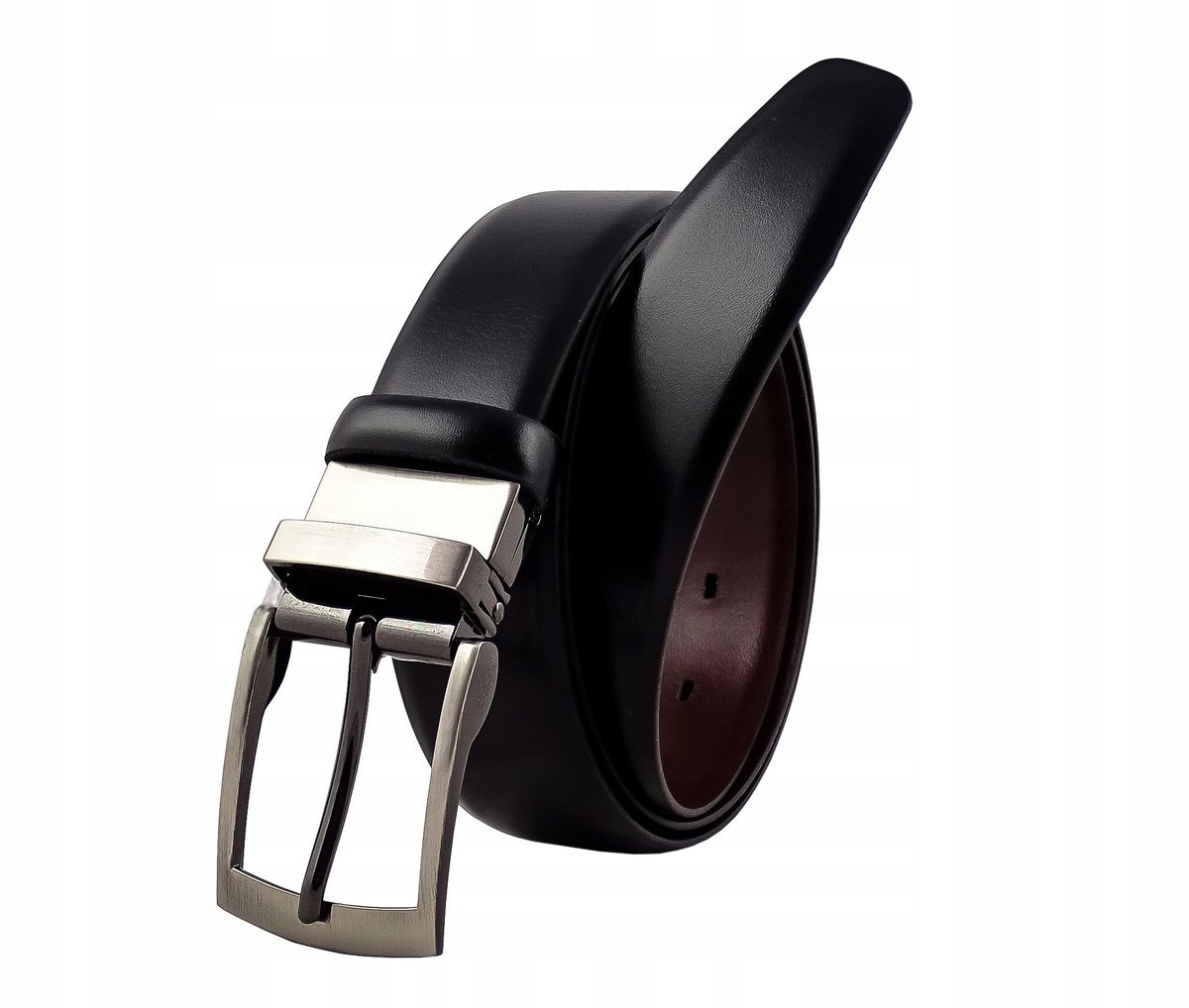 Klasyczny SKÓRZANY Pasek Męski GRACIO CZARNY-BRĄZ
