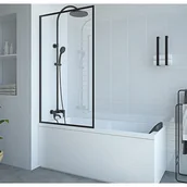 Parawany nawannowe - VENTE-UNIQUE Matowy czarny parawan nawannowy w stylu industrialnym - 80 x 140 cm - Szkło hartowane - BRADENTON - miniaturka - grafika 1