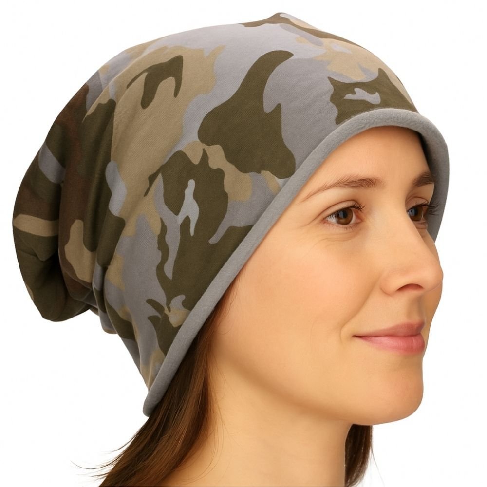 Czapka damska Beanie włoska cienka smerfetka szara moro