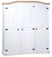 Szafy - Szafa Z Biały Potrójnymi Drzwiczkami Z Drewna Sosnowego + Miodowy Brąz R3-S46 - miniaturka - grafika 1