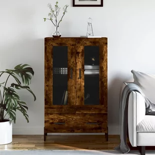 Wysoka szafka, przydymiony dąb, 69,5x31x115 cm Lumarko! - Szafki do salonu - miniaturka - grafika 1