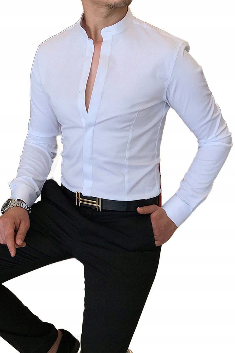 TERZI ADEM ALTUN BIAŁA ELEGANCKA KOSZULA MĘSKA ZE STÓJKĄ XXL 1OPA