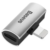 Adaptery i przejściówki - Baseus Adapter Audio Baseus L46 Lightning do 2x Lightning (srebrno-czarny) BSU1203SLVBLK - miniaturka - grafika 1