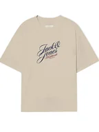 Koszulki męskie - Jack & Jones Koszulka w kolorze beżowym - miniaturka - grafika 1
