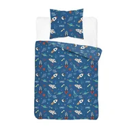 Pościel dla dzieci - Detexpol Pościel bawełniana młodzieżowa 160x200 niebieska w kosmos 5877 A DreamKids - miniaturka - grafika 1