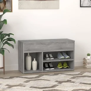Lumarko Ławka z miejscem na buty, szary dąb sonoma, 80x30x45 cm - Szafki na buty - miniaturka - grafika 5