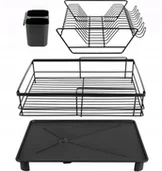 Akcesoria i części do zmywarek - Promis Suszarka do Naczyń Ociekacz PROMIS SR11 Duża z Odpływem Dwupoziomowa Czarna - miniaturka - grafika 1