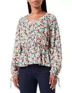 Bluzki damskie - Sidona Bluzka damska z nadrukiem kwiatowym 10130380, niebieska wełniana biel wielokolorowa, XL, Niebieska wełna biała, wielokolorowa, XL - miniaturka - grafika 1