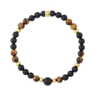 Bransolety męskie - Bransoletka Męska tygrysie oko i czarne koraliki onyksu. - miniaturka - grafika 1