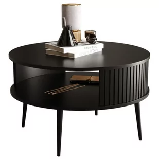 Czarny okrągły stolik kawowy z lamelami - Darvex 8X - Ławy i stoliki kawowe - miniaturka - grafika 1