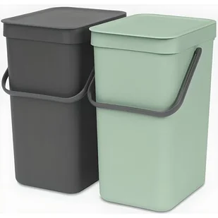 Brabantia Kosz do segregacji odpadów Sort & Go 2 x 12 l szary i zieleń jadeitowa podwójny szafkowy 214448 - Kosze na śmieci - miniaturka - grafika 1