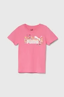 Koszulki dla dziewczynek - Puma t-shirt bawełniany dziecięcy ESS+ SUMMER CAMP Tee kolor różowy z nadrukiem - miniaturka - grafika 1
