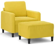 Fotele - Żółty tapicerowany wypoczynkowy fotel z podnóżkiem P9-A99 - miniaturka - grafika 1