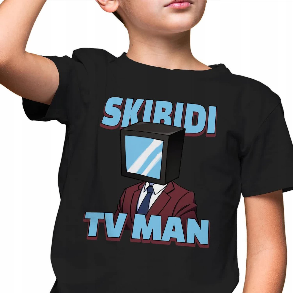 DZIECIĘCA KOSZULKA Czarna T-SHIRT Prezent TV MAN SKIBIDI TOILET Wzory 146