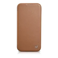 Etui i futerały do telefonów - iCarer CE Premium Leather Folio Case skórzane etui iPhone 14 Pro z klapką magnetyczne MagSafe brązowy (WMI14220714-BN) - miniaturka - grafika 1