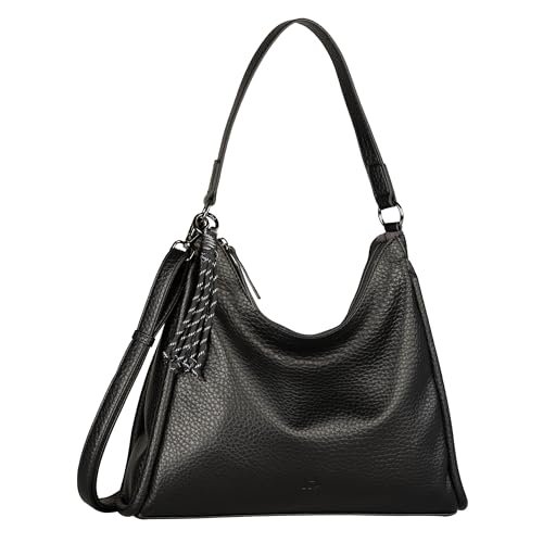 TOM TAILOR Denim Finna Hobo Bag damska torba na ramię, średnia, czarny, Mittelgroß