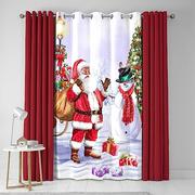 Zasłony - Fusion - Święty Mikołaj i śnieżny - zasłona na drzwi z przelotkami - 138 x 214 cm (szer. x dł. 138 cm x 214 cm) wielokolorowa - miniaturka - grafika 1