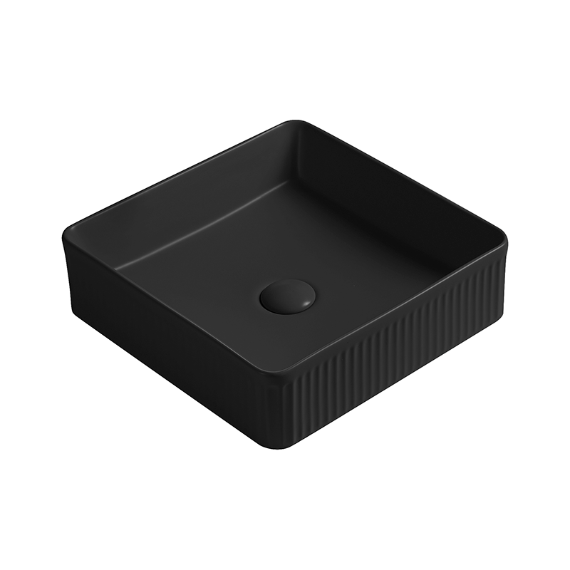 Mexen Grovo umywalka nablatowa ryflowana 37 x 37 cm, czarna mat - 22303785