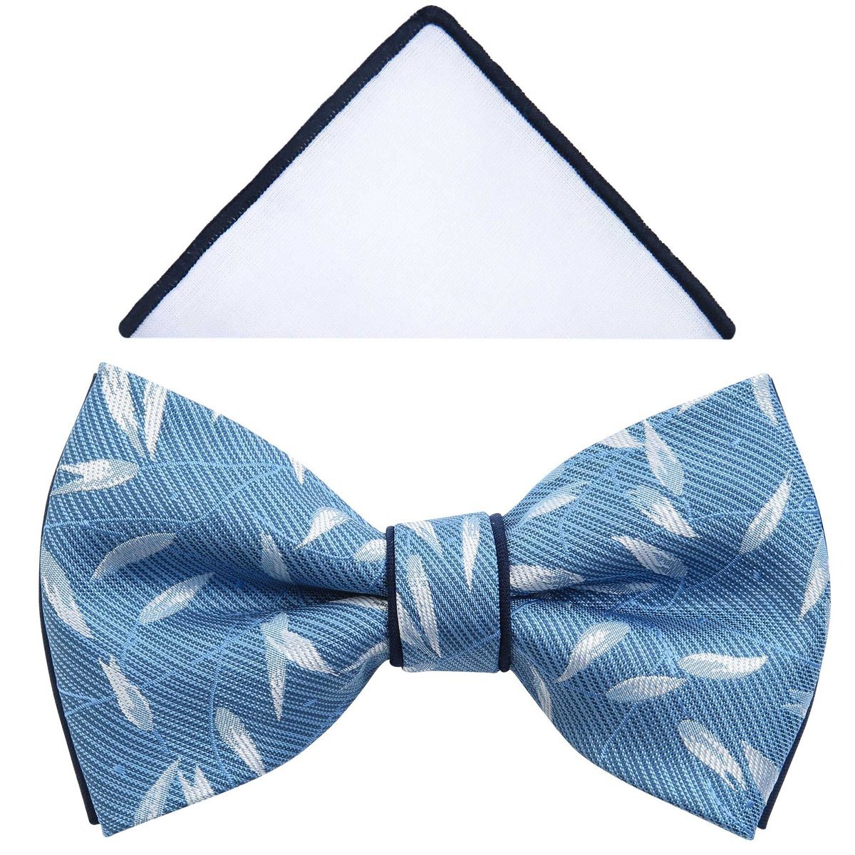 Błękitna muszka męska w listki A381