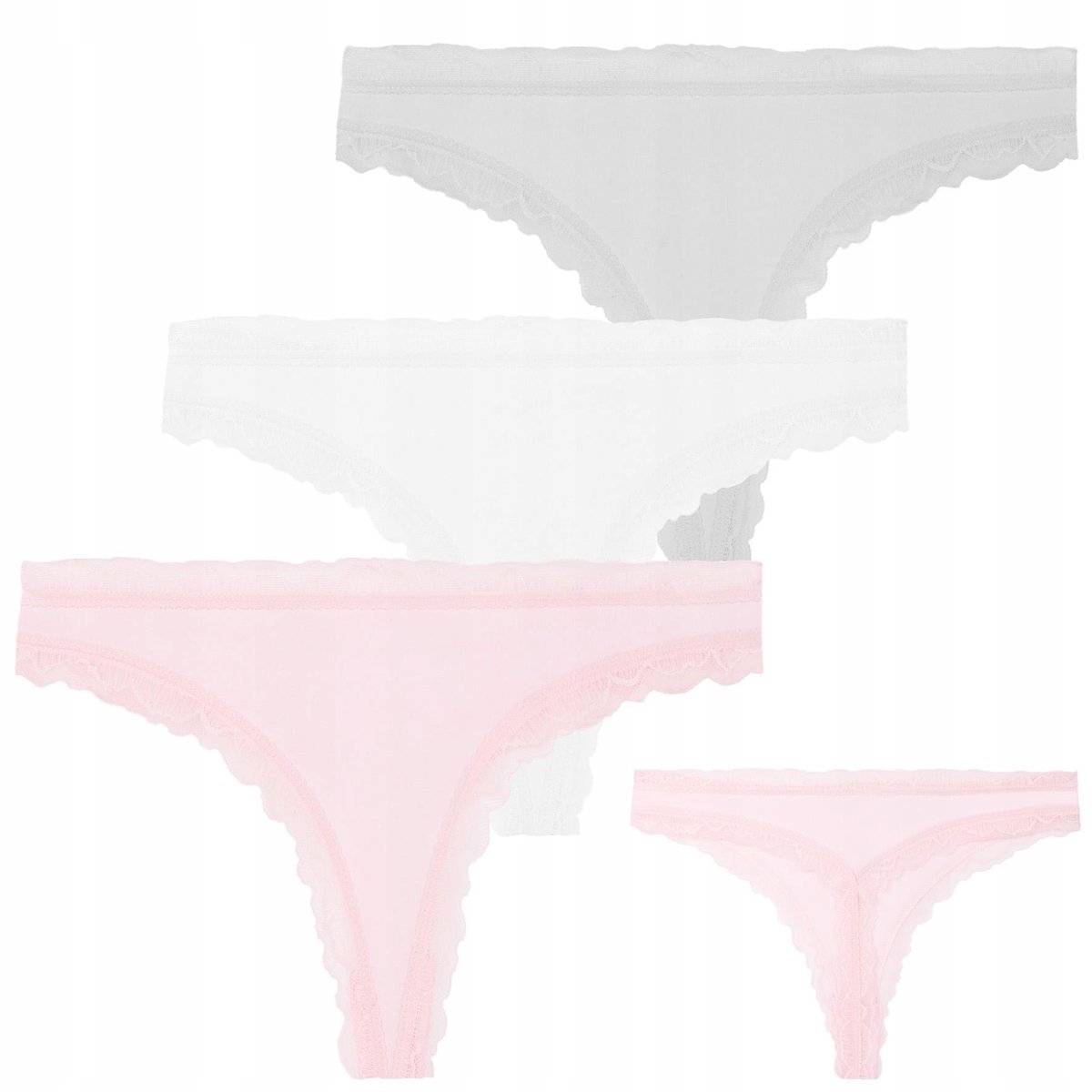 Stringi Majtki Damskie Seksowne z Lekką Koronką Mix Kolorki 3-szt MORAJ S