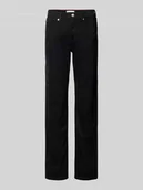 Spodnie damskie - Jeansy o kroju classic straight fit z 5 kieszeniami - miniaturka - grafika 1