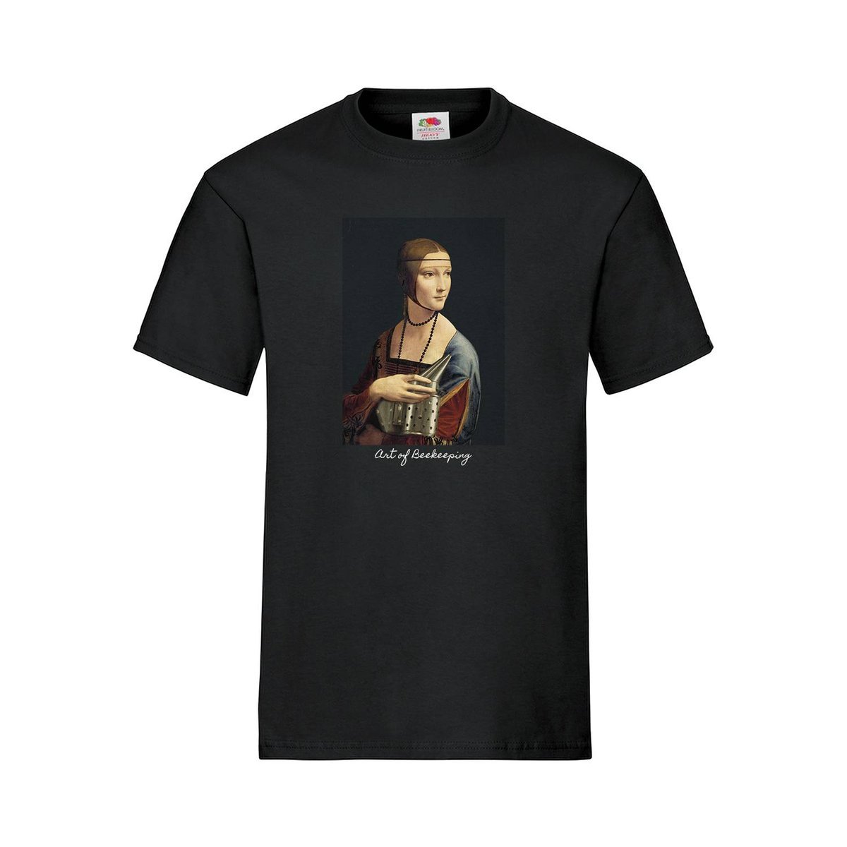 Koszulka bawełniana z nadrukiem Dama z gronostajem Art of Beekeeping (czarna) - wzór KA48 XL