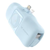 Powerbanki - Mini powerbank Wozinsky WF16-YLS 5000mAh 15W Lightning z wbudowanym kablem USB-C i ładowarką do Apple Watch - niebieski - miniaturka - grafika 1