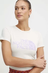 The North Face t-shirt bawełniany damski kolor beżowy NF0A87N6YFO1 - Koszulki sportowe damskie - miniaturka - grafika 1