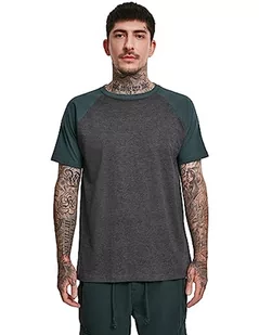 Urban Classics Koszulka męska Raglan Contrast Tee T-Shirt, Charcoal/Bottlegreen, XL - Koszulki męskie - miniaturka - grafika 1