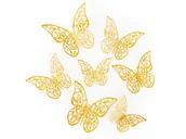 Dekoracje sali - Naklejki motylki koronkowe złote - 12 szt. - miniaturka - grafika 1