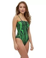 Stroje kąpielowe - Minus Damski kostium kąpielowy Nabina zielony jabłko nadruk graficzny, L - miniaturka - grafika 1