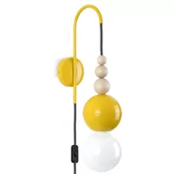 Lampy ścienne - Lampa ścienna Loft Bala żółty połysk kinkiet z czarną wtyczką i włącznikiem KOLOROWE KABLE - miniaturka - grafika 1