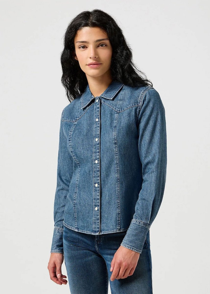 camicie donna wrangler 112356476 faded blue