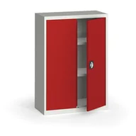 Szafy biurowe - KOVONA Szafa metalowa, 1150 x 800 x 400 mm, 2 półki, szara/czerwona C37880.2.75.24B2B - miniaturka - grafika 1