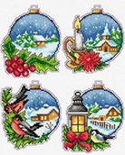 Pasmanteria - Zestaw do haftu krzyżykowego kanwa plastikowa mulina DMC - Bombki - miniaturka - grafika 1