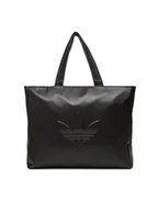 Torebki damskie - adidas Torebka Polyurethane Shopper Outline Trefoil JC6000 Czarny - miniaturka - grafika 1