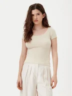 Bluzki damskie - American Vintage Bluzka Raxow RAX18CH24 Beżowy Slim Fit - miniaturka - grafika 1