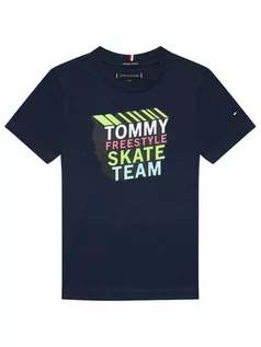 Koszulki dla chłopców - Tommy Hilfiger T-Shirt Cool Logo KB0KB06520 D Granatowy Regular Fit - grafika 1