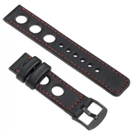 Akcesoria do pulsometrów i zegarków sportowych - moVear uStrap R1 Skórzany pasek do Garmin Fenix 6 / 5 - Pro, Plus, Solar (koperta 47mm) z adapterem QuickFit 22mm | Czarny z czerwonym przeszyciem - miniaturka - grafika 1