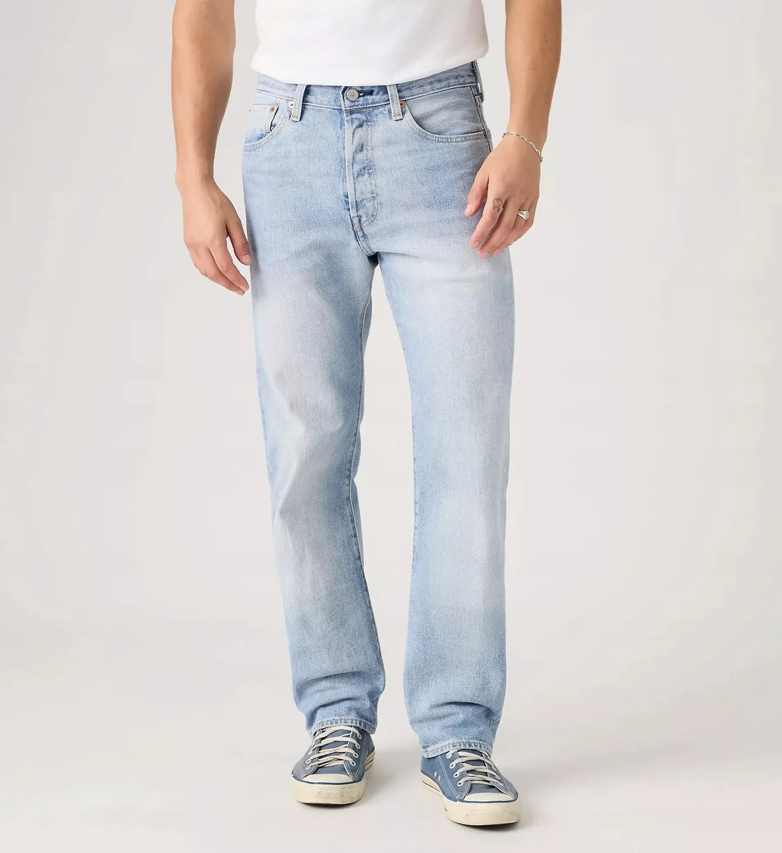 LEVI'S 501 CLASSIC JASNONIEBIESKIE JEANSY PROSTE Z BAWEŁNY 33/34 12GA
