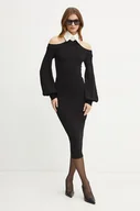 Sukienki - Karl Lagerfeld sukienka kolor czarny midi dopasowana 246W1317 - miniaturka - grafika 1
