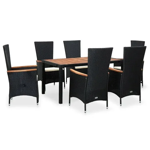 Zestaw mebli ogrodowych XXL z rattanu PE, czarny, 150x90x75 cm